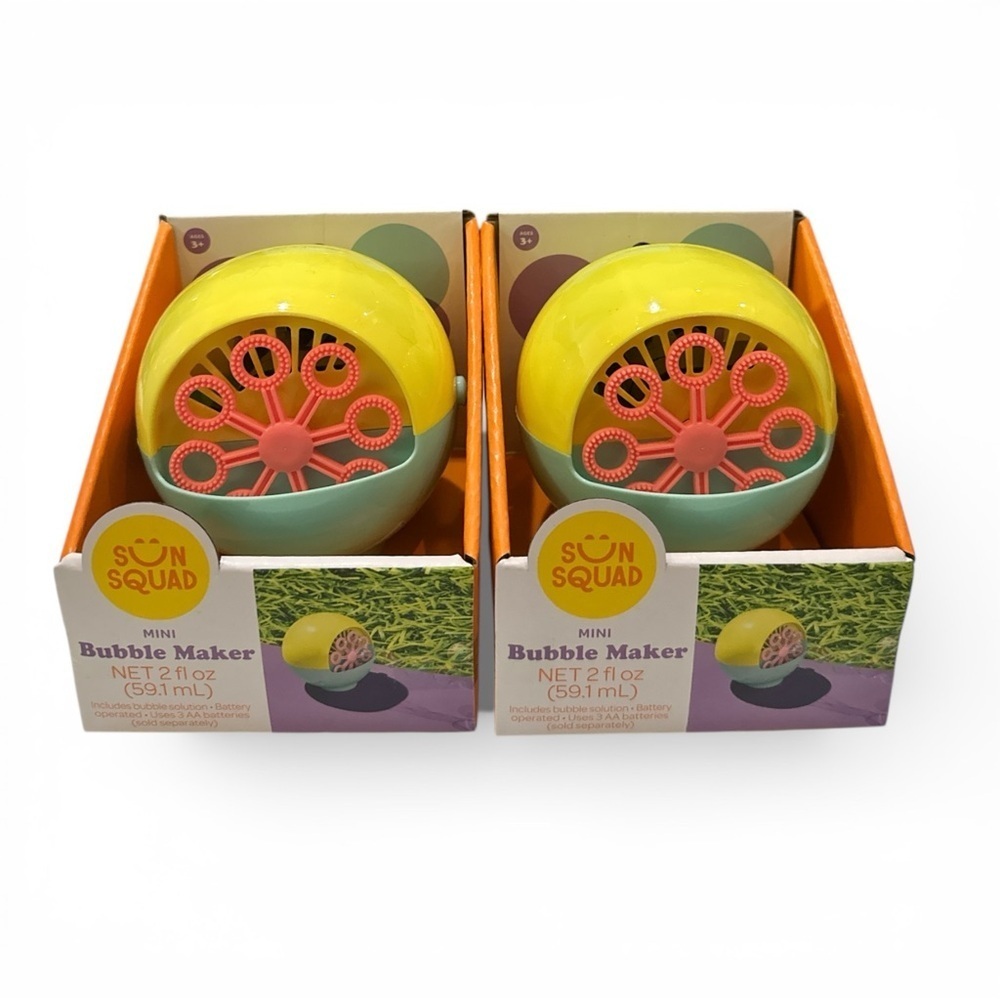 Sun Squad Mini Bubble Maker Bundle (2) | Battery Operated | Kids Outdoor Toy